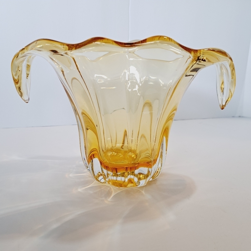 Murano  Amber‎ Glass Flower Bud Vase MCM